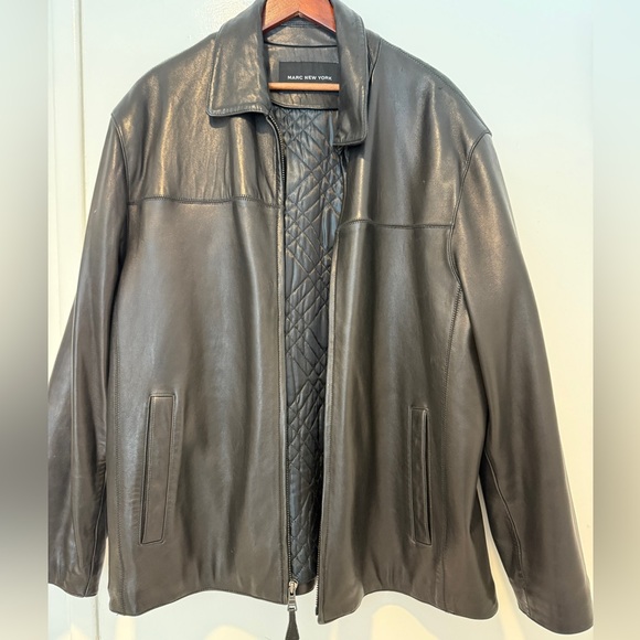 REAL LEATHER Marc New York Men's Black Leather Jacket - Picture 3 of 5